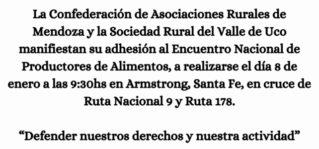 Adhesión al Encuentro Nacional de Productores de Alimentos